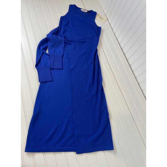 NWT Love, Bonito Aliyah Knit Column Wrap Midi Dress Sleeveless Cobalt Size 2 - Picture 2 of 8